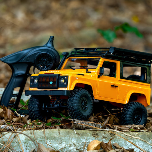MN D90 RC Crawler Yellow Edition with Working LED Headlights and Solid Axle Suspension System - Black Dodz
